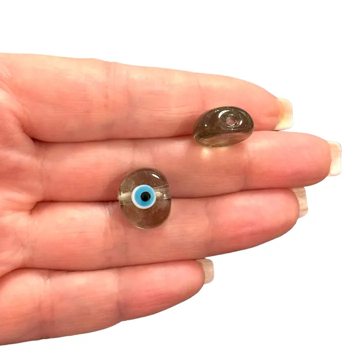 Necklaces Hand Made Murano Glass Black Diamond Evil Eye Charm Peppy Beads