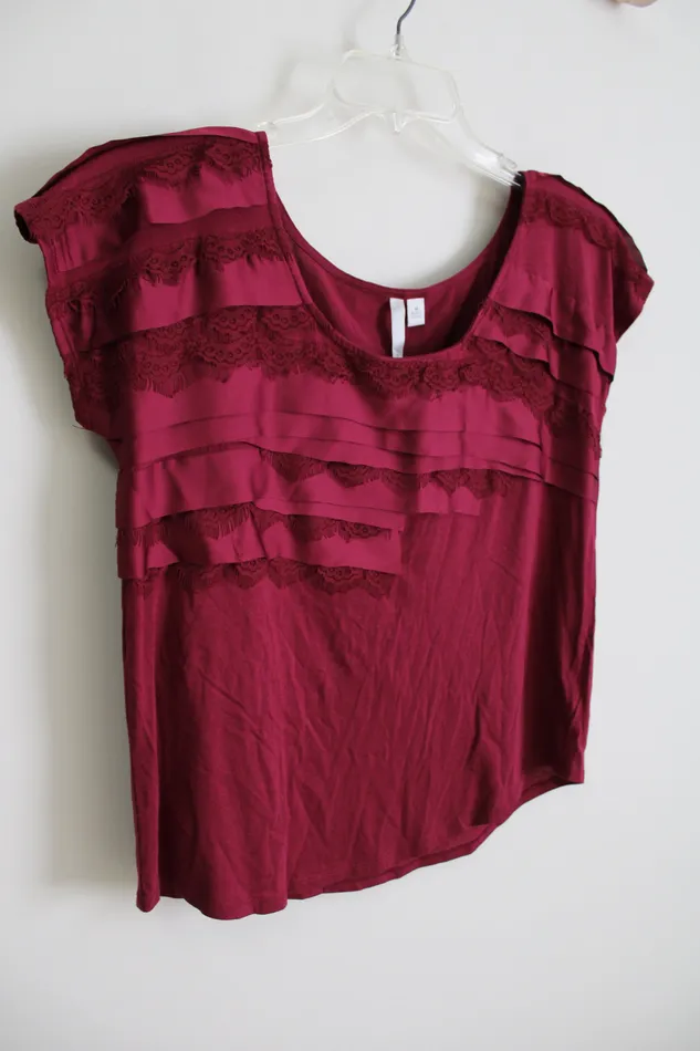 Necklaces Lauren Conrad Lauren Conrad Maroon Lace Layered Top M