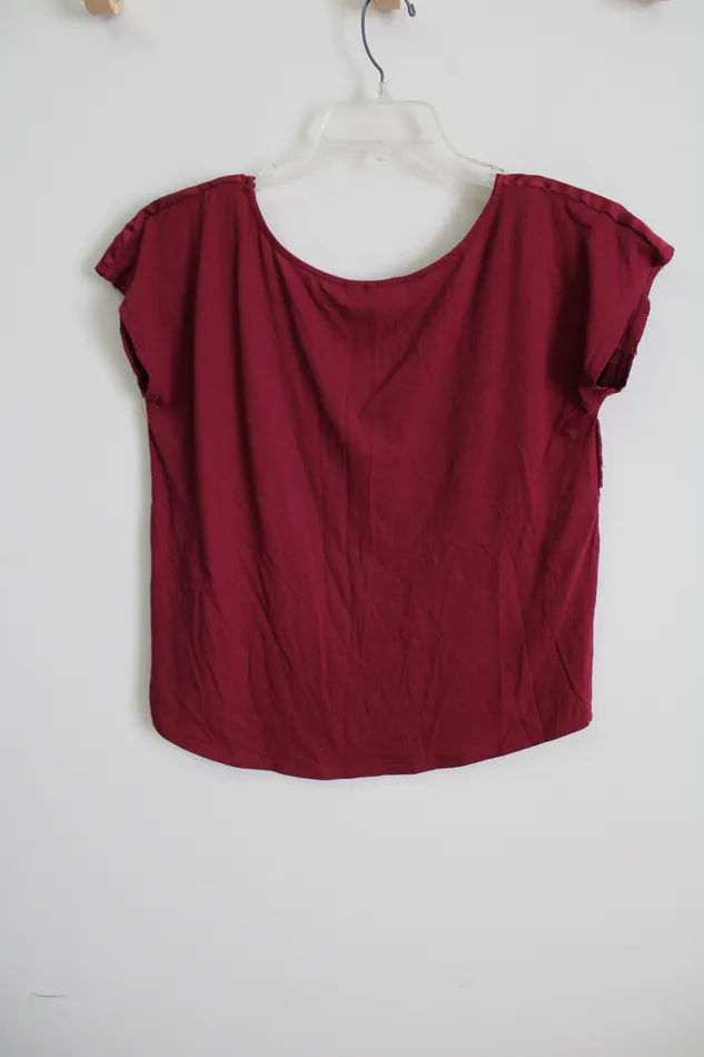 Necklaces Lauren Conrad Lauren Conrad Maroon Lace Layered Top M