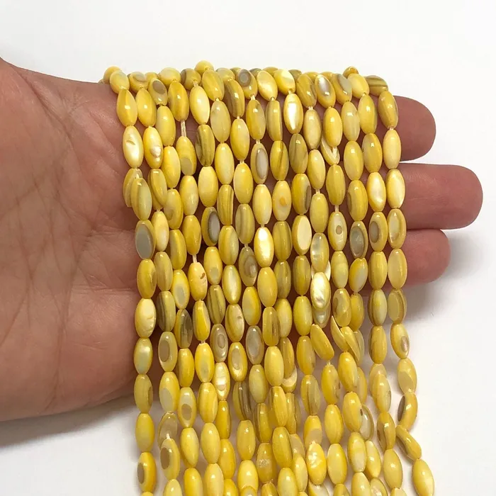 Necklaces Natural Mother of Pearl Colored Rice Beads155 Inches Strand Peppy Beads