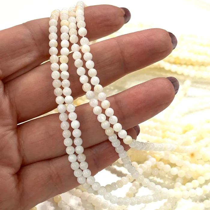 Necklaces Peppy Beads 3mm Mother of Pearl MOP Natural Shell Beads