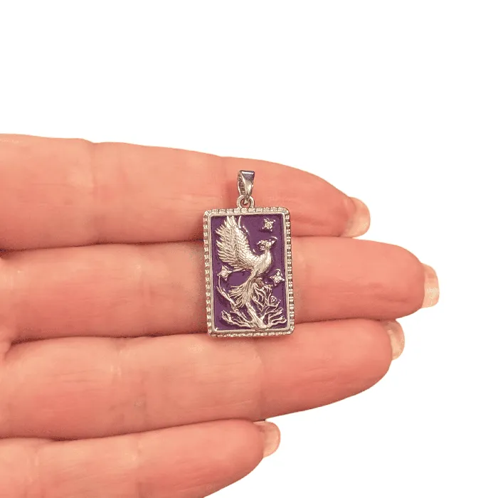 Necklaces Peppy Beads The Phoenix Tarot Pendant Waterproof Stainless Steel CZ Pendant With Attached Bail