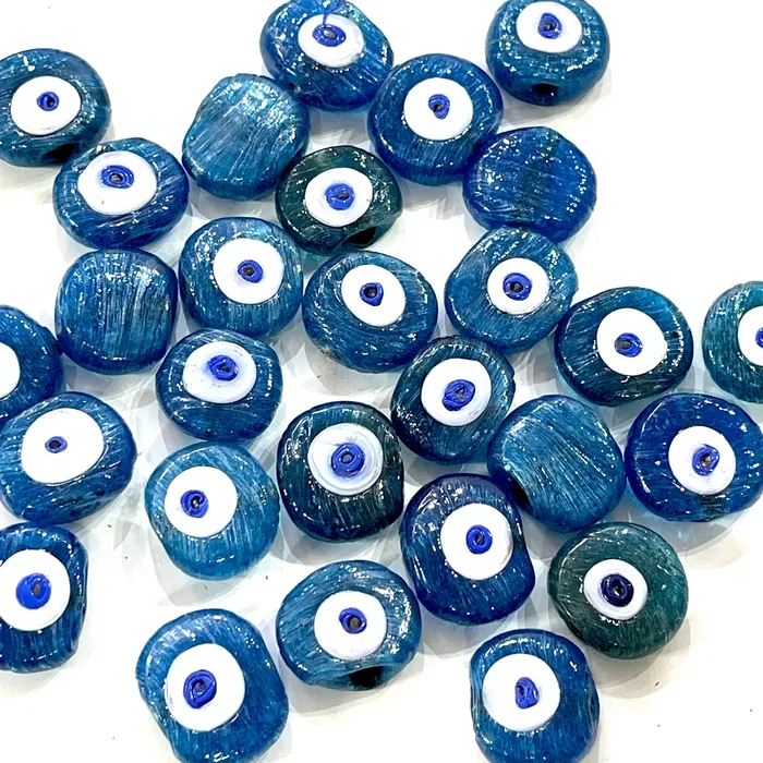 Necklaces Peppy Beads Traditional Turkish Artisan Handmade Glass Teal Blue Evil Eye Beads Large Hole Evil Eye Glass Beads 25 Beads per pack Necklaces Peppy Beads Traditional Turkish Artisan Handmade Glass Teal Blue Evil Eye Beads Large Hole Evil Eye Glass Beads 25 Beads per pack