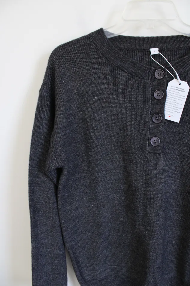 NEW Made With Heart Gray Knit Sweater S Made With Heart Necklaces