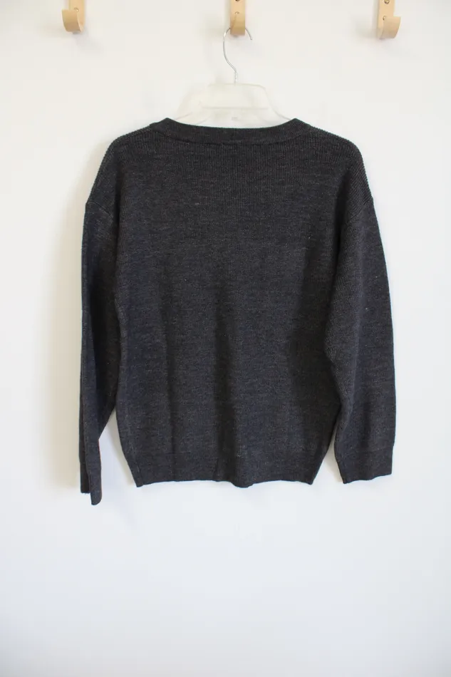 NEW Made With Heart Gray Knit Sweater S Made With Heart Necklaces