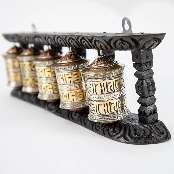 Nirvana Mala Earrings 5Piece WallMounted Prayer Wheel