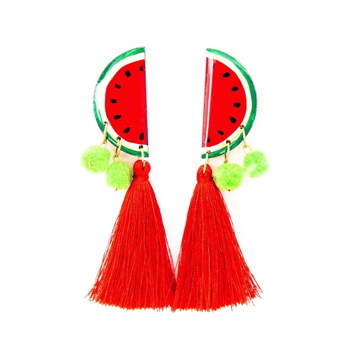 NUEZ MOSCADA Earrings Watermelon Tassel Earrings Maxi