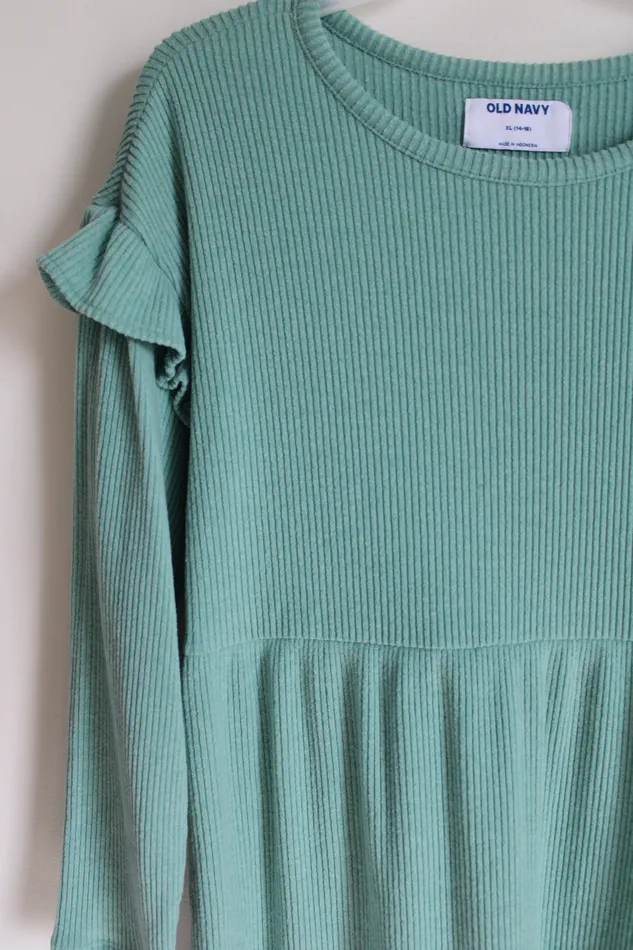 Old Navy Earrings Old Navy Green Rib Ruffle Sleeve Dress 1416