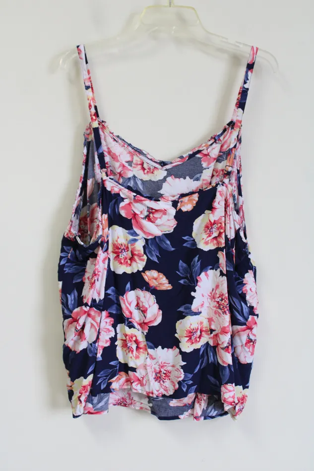 Old Navy Old Navy Blue Floral Rayon Tank 4X Rings