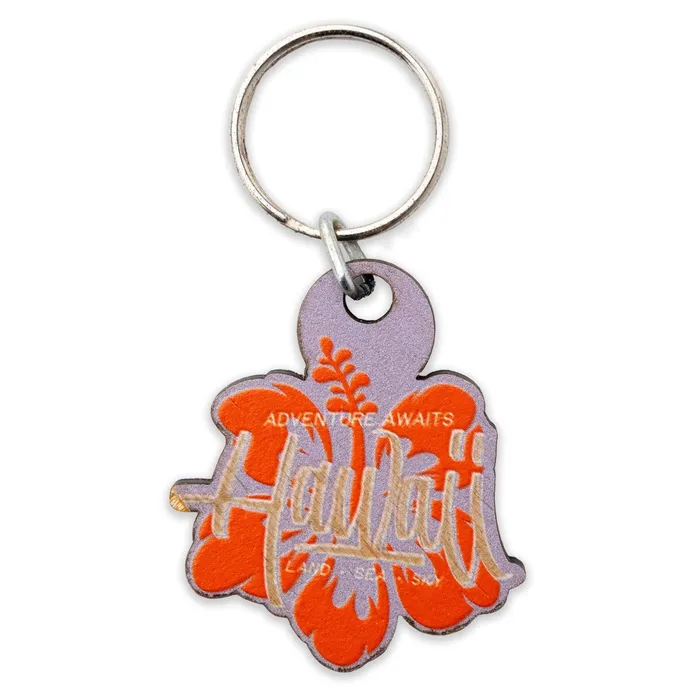 Open Hibiscus Wooden Key Fob GREATMOUNTAINWE Rings