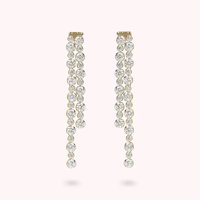 Orecchini Golden Tennis Doppi con Cubic Zirconia Bronzallure Necklaces