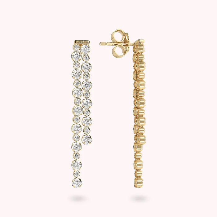 Orecchini Golden Tennis Doppi con Cubic Zirconia Bronzallure Necklaces