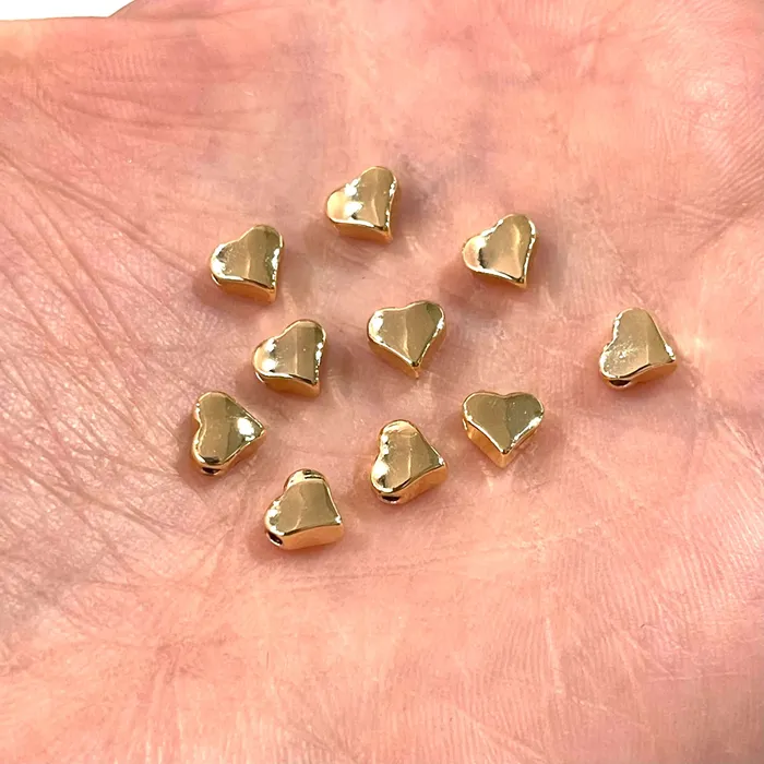 Peppy Beads 24Kt Gold Plated 55mm Heart Spacers 24Kt Gold Heart Spacers 10 Pcs in a Pack Necklaces