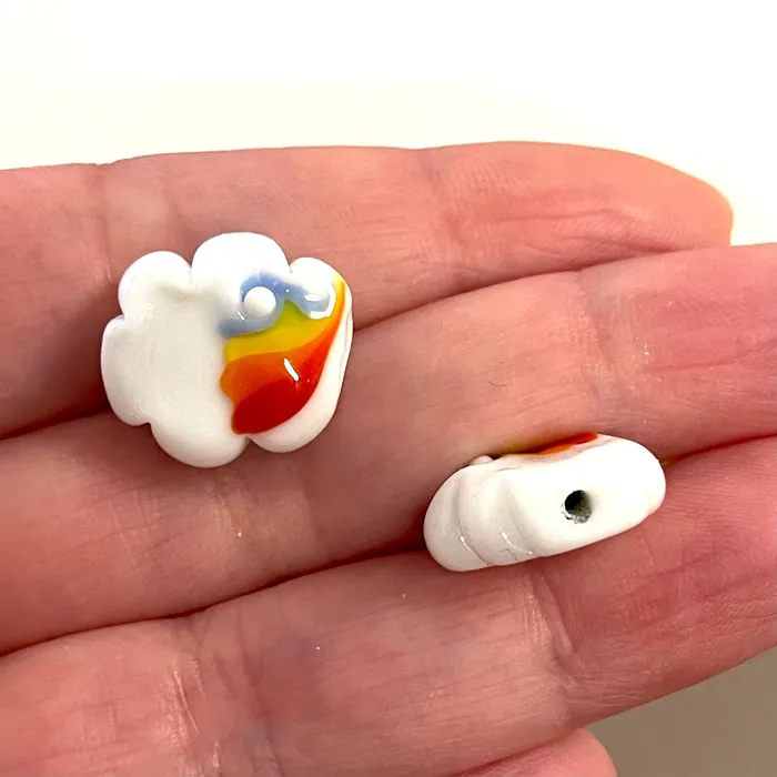 Peppy Beads Charm Necklaces Hand Made Murano Glass RainbowCloud Charm