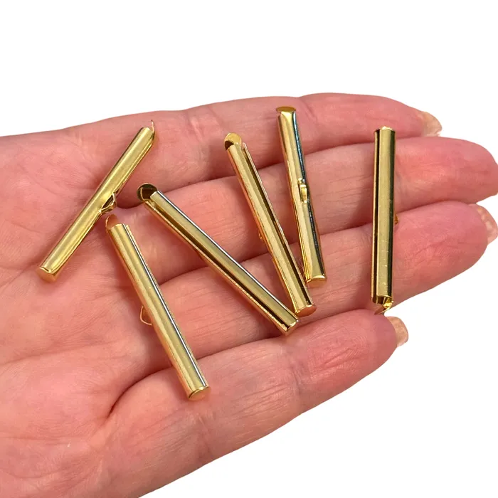 Peppy Beads Earrings Miyuki Slide End Tubes 35mm Gold Plated 6 Tubes in a pack