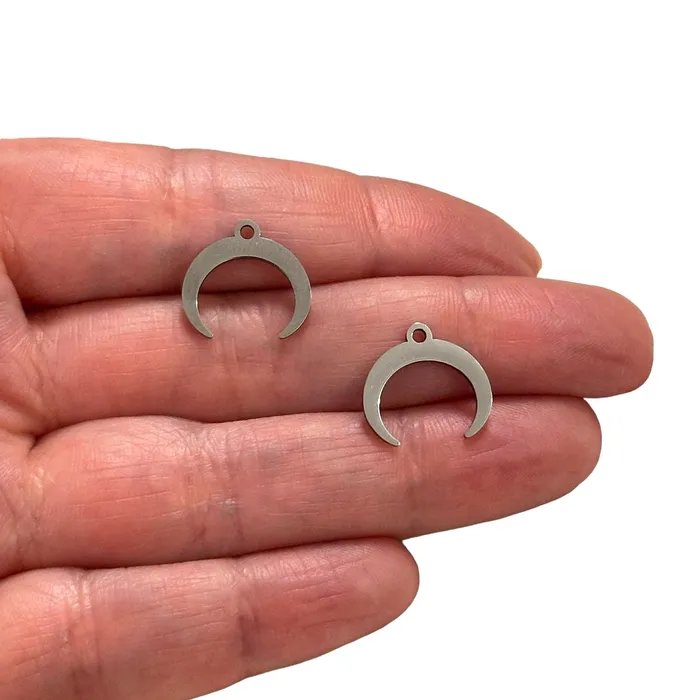Peppy Beads Earrings Stainless Steel Crescent Charms 2 pcs in a pack