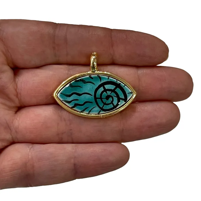 Peppy Beads Necklaces 24Kt Gold Plated Hand MadePaint Ceramic Eye Pendant