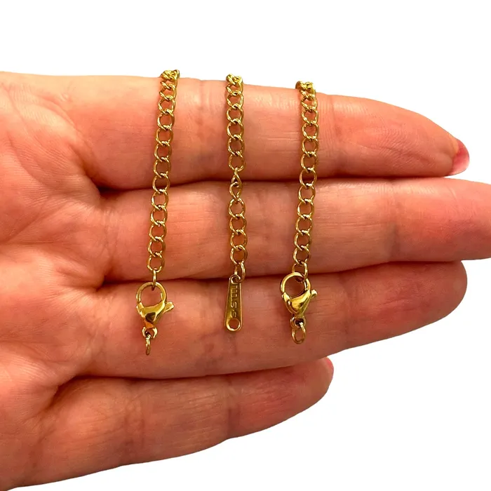Peppy Beads Necklaces Waterproof 24K Gold Filled Stainless Steel 2 Inch Chain Extender With Lobster Clasp and Connector Tag