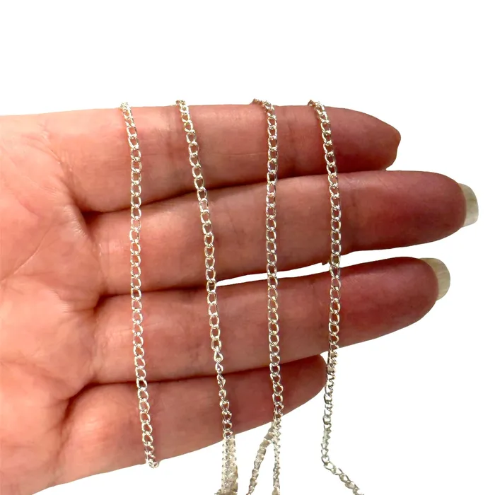 Peppy Beads Rings Silver Plated 3x2mm Gourmet Chain Silver Plated Open Link Chain Peppy Beads Rings Silver Plated 3x2mm Gourmet Chain Silver Plated Open Link Chain
