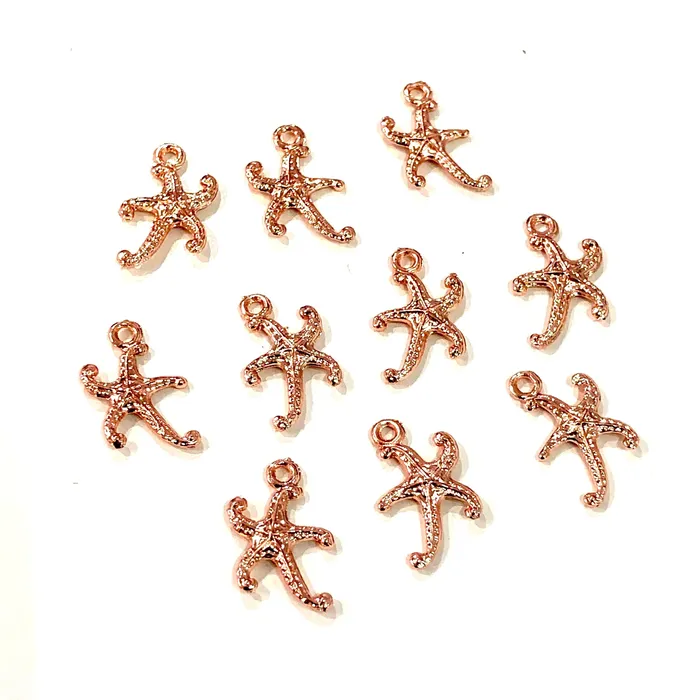 Peppy Beads Rose Gold Plated Starfish Charms 10 Pcs in a Pack Earrings