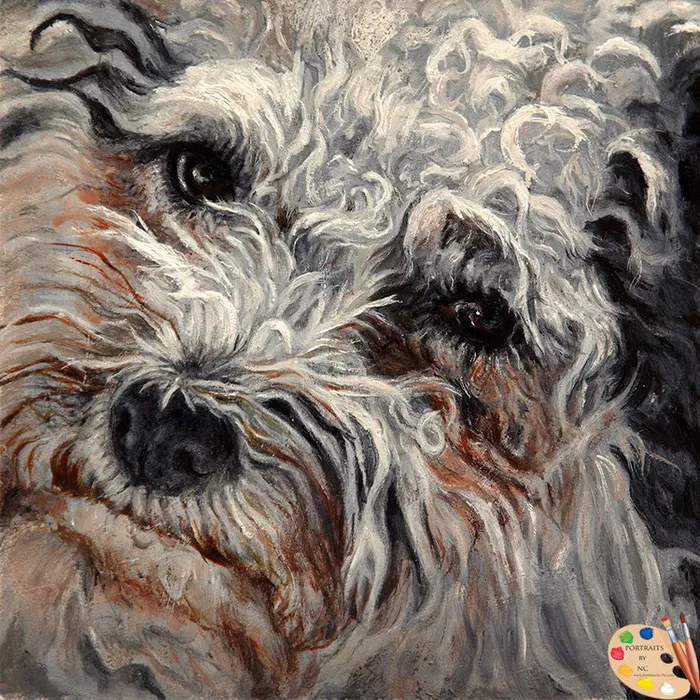 Portraits by NC Earrings Bolognese Dog Oil Portrait
