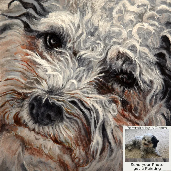 Portraits by NC Earrings Bolognese Dog Oil Portrait