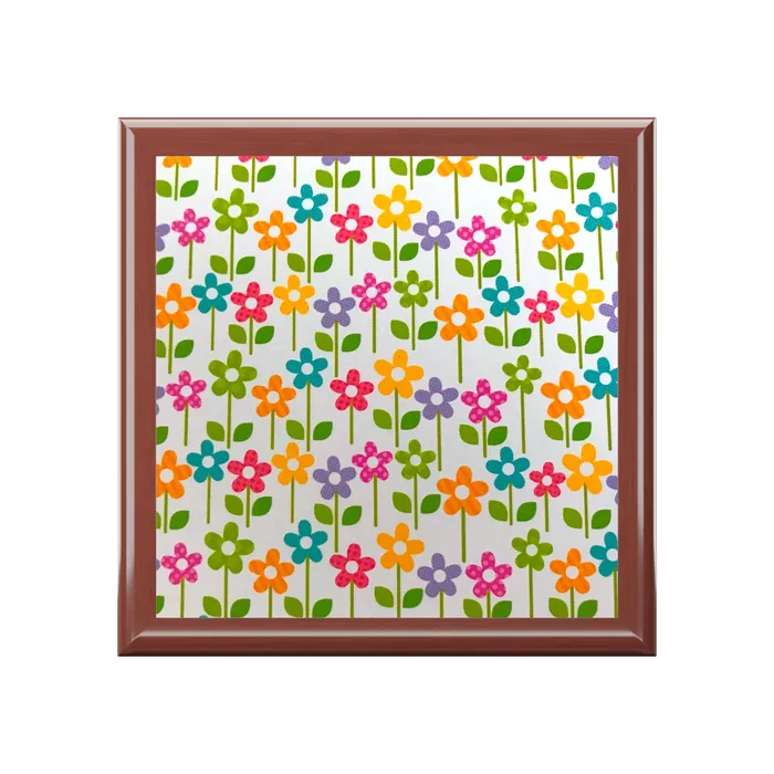 Portraits by NC Jewelry Box Keepsake Box Colorful Flowers Lacquer Box Earrings
