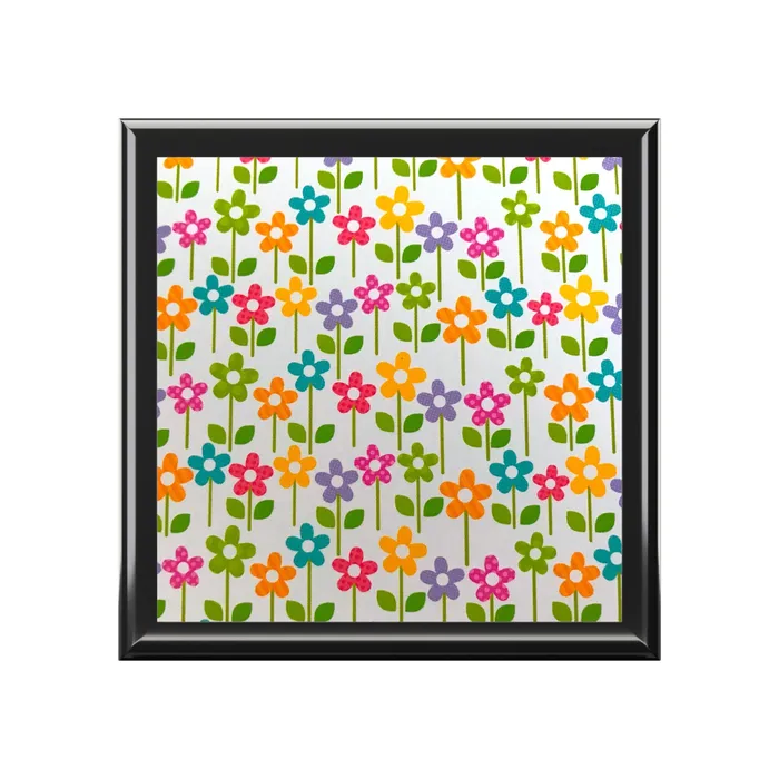 Portraits by NC Jewelry Box Keepsake Box Colorful Flowers Lacquer Box Earrings