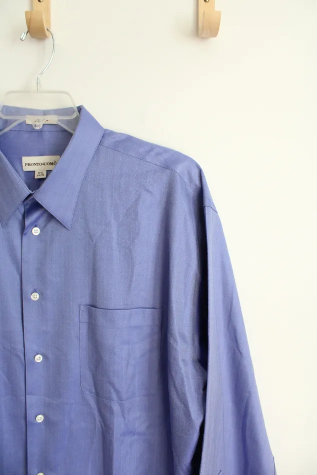 Pronto Uomo Rings Pronto Uomo 80s 2Ply Blue Long Sleeved Button Down Shirt 175 3425