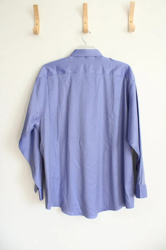 Pronto Uomo Rings Pronto Uomo 80s 2Ply Blue Long Sleeved Button Down Shirt 175 3425