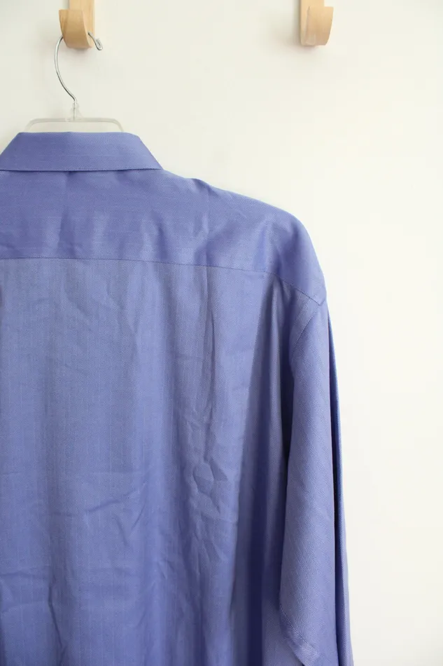 Pronto Uomo Rings Pronto Uomo 80s 2Ply Blue Long Sleeved Button Down Shirt 175 3425