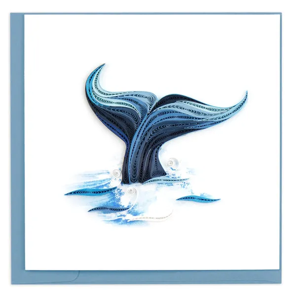 QUILLINGCARD Earrings QuillingCard Quilled Whale Tail Greeting Card