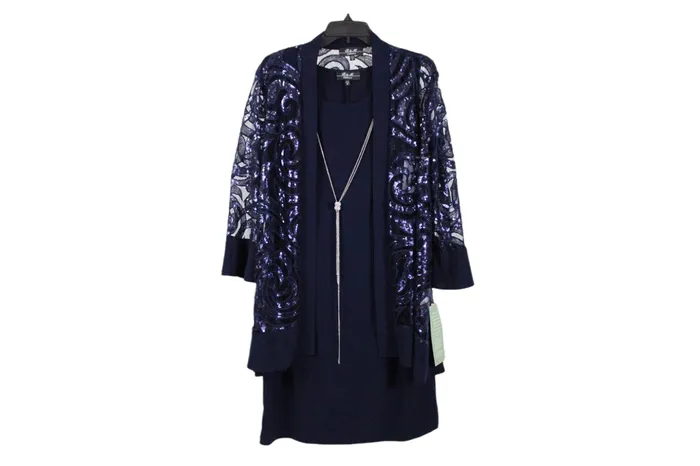 RM Richards Rings NEW RM Navy Blue Sequin Dress 12