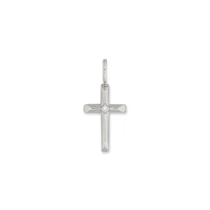 RACHEL LYNN CHICAGO Earrings White Gold Diamond Cross Charm