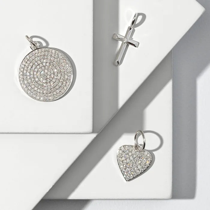 RACHEL LYNN CHICAGO Earrings White Gold Diamond Cross Charm