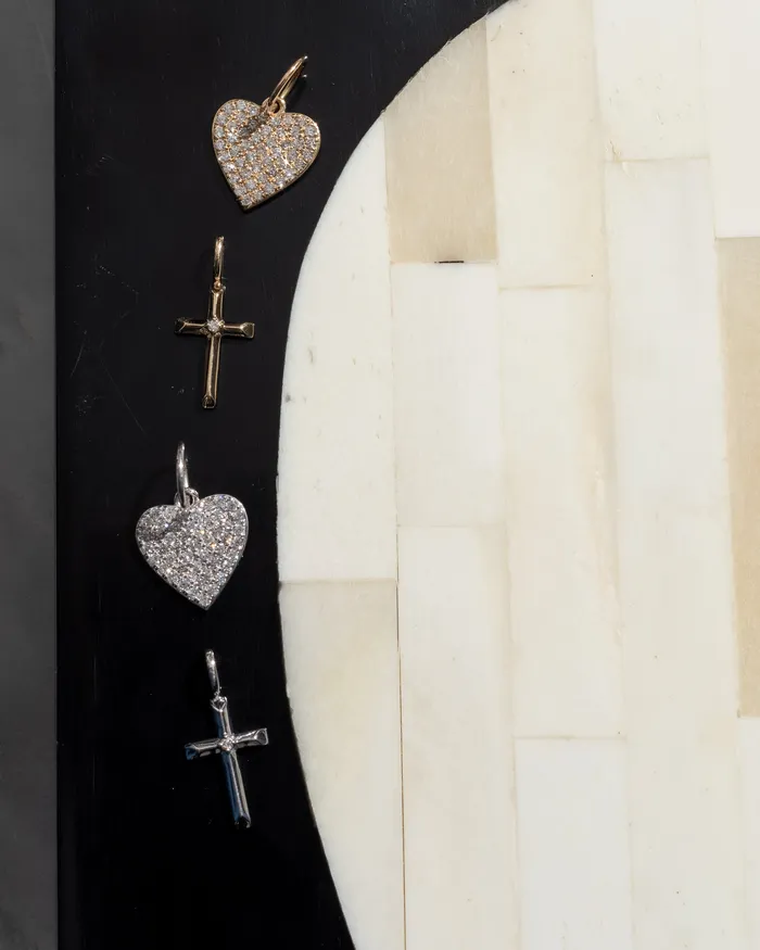 RACHEL LYNN CHICAGO Earrings White Gold Diamond Cross Charm