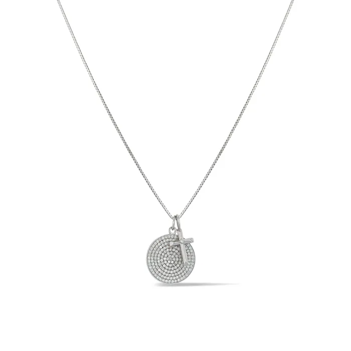 RACHEL LYNN CHICAGO Earrings White Gold Diamond Cross Charm