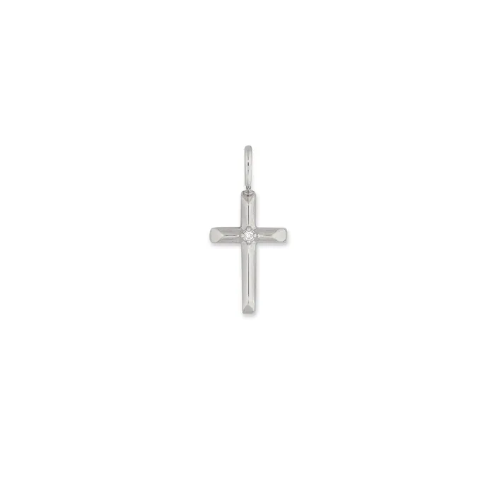 RACHEL LYNN CHICAGO Earrings White Gold Diamond Cross Charm