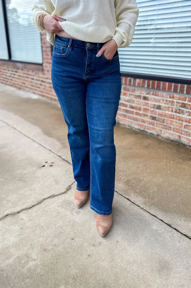 RFM Cameron Tummy Control High Rise Straight Leg Jeans RFM Earrings