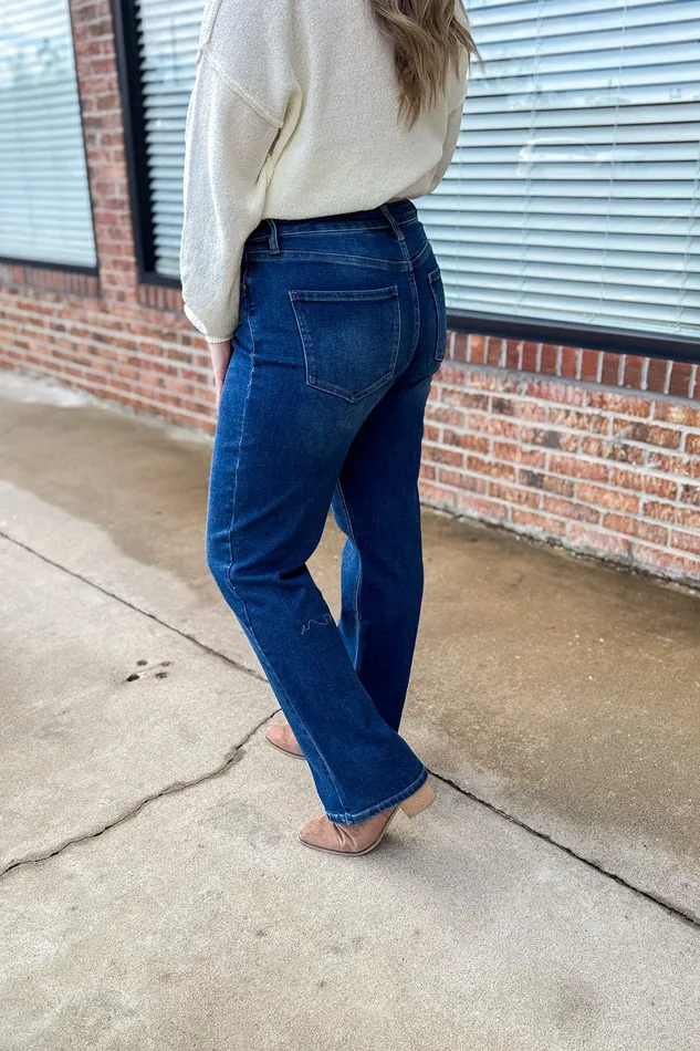 RFM Cameron Tummy Control High Rise Straight Leg Jeans RFM Earrings