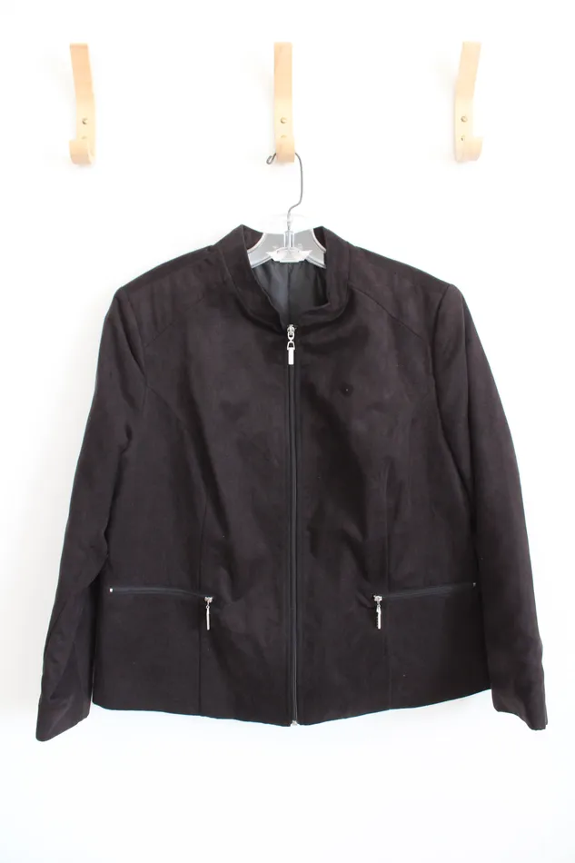 Rings Alia Alia Black Suede Full Zip Jacket 14 Petite