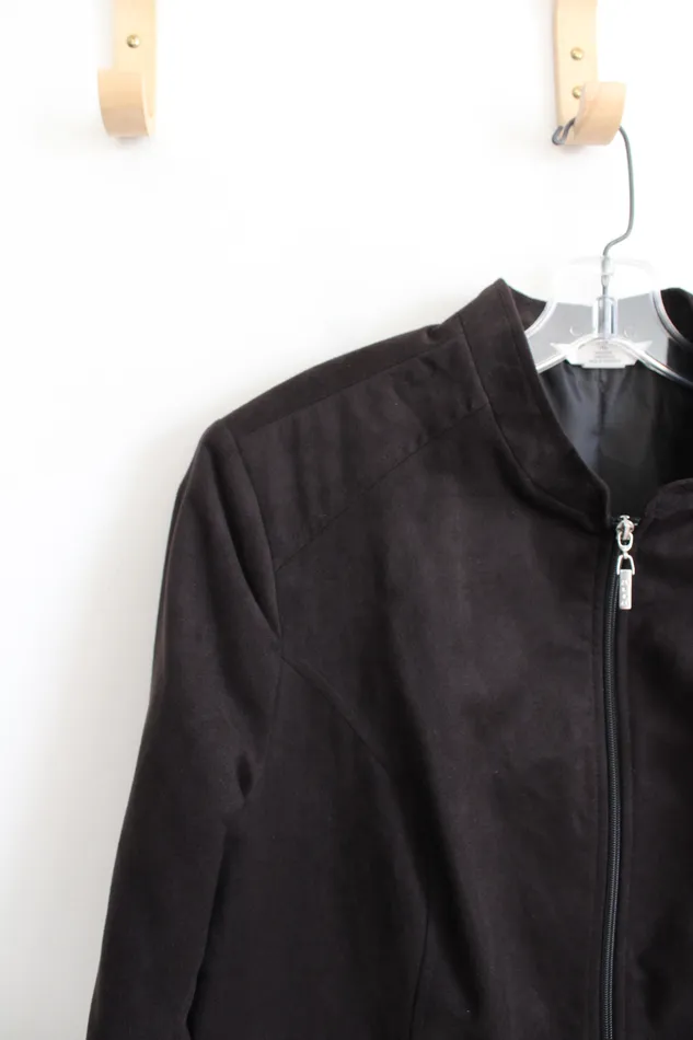 Rings Alia Alia Black Suede Full Zip Jacket 14 Petite