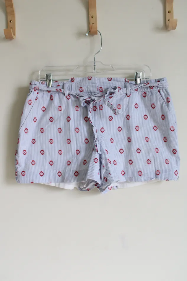 Rings Ann Taylor LOFT LOFT Blue Striped Red Embroidered Shorts M