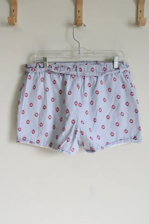Rings Ann Taylor LOFT LOFT Blue Striped Red Embroidered Shorts M