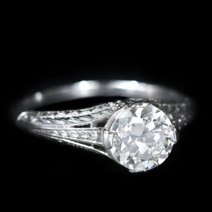 Rings Bluestone Trading Company Inc Art Deco 118 Carat Old European Cut Diamond Engagement Ring