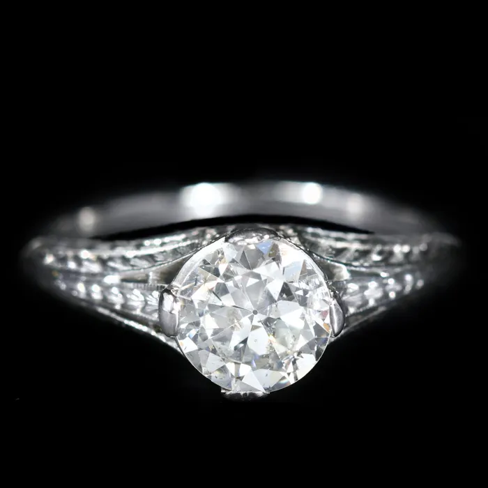 Rings Bluestone Trading Company Inc Art Deco 118 Carat Old European Cut Diamond Engagement Ring