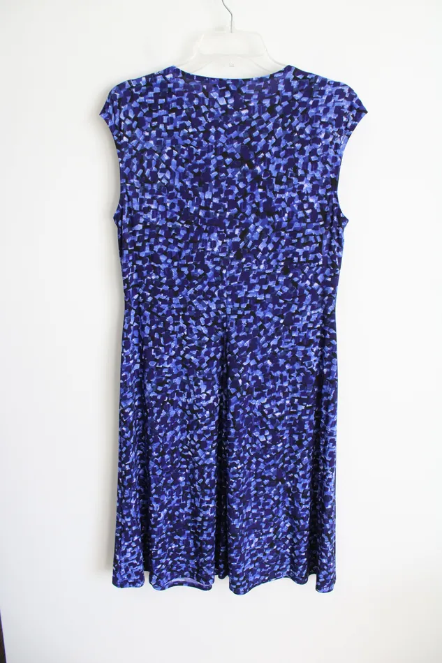 Rings Chaps Blue Patterned Dress L Chaps