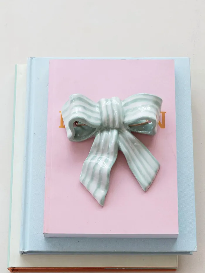 Rings Creative CoOp Stoneware Striped Bow