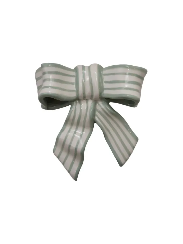Rings Creative CoOp Stoneware Striped Bow
