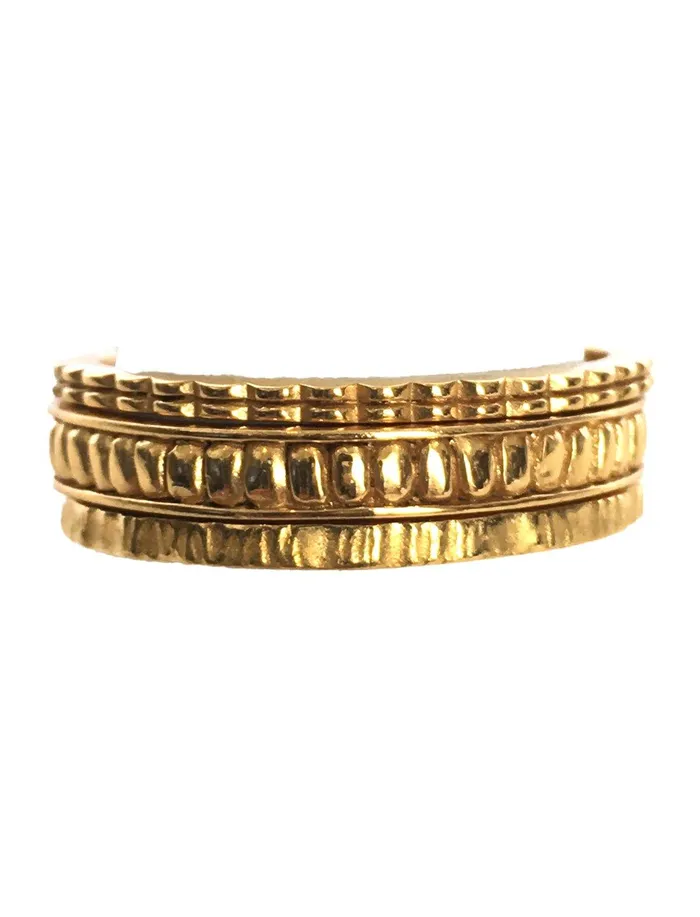 Rings Erika Pea STACK RING PEBBLE HAMMERED GOLD SET